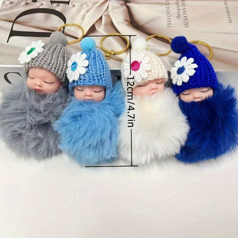 10pcs Plush Sleeping Doll Keychain Set, Street Style Hat Doll Pendant - Ideal for Christmas, Valentine'S Day, Halloween, Mother'S Day Gifts
